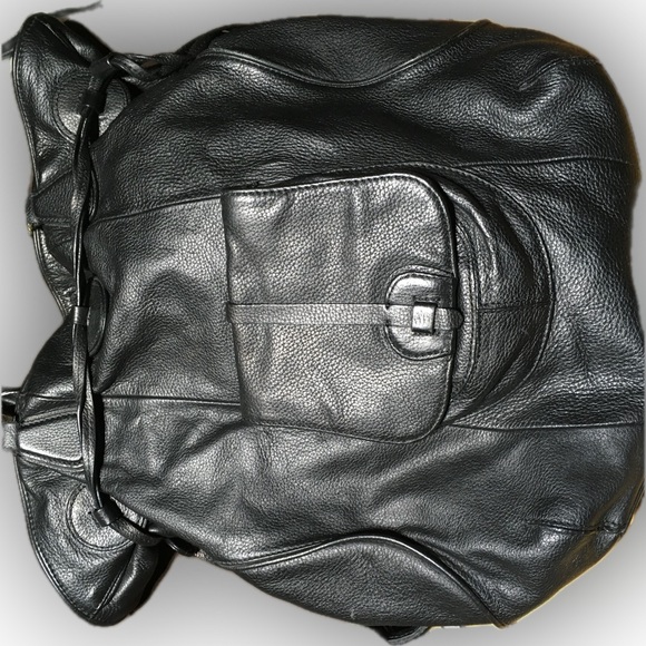 Isaac Mizrahi Live Leather Drawstring Sides Large Tote Handbag - Picture 2 of 16